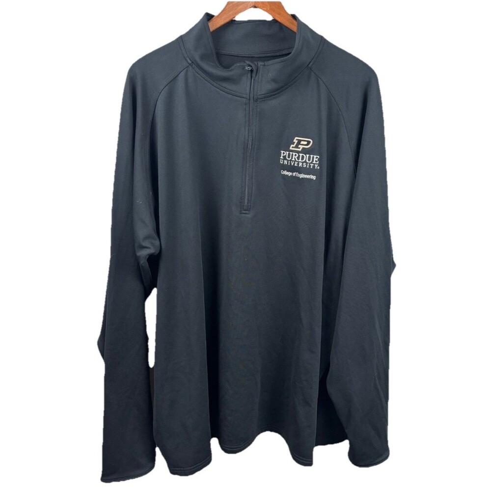 Purdue Engineering 1/4 Zip Mens 3XL Black Printed Logo Performance Poly Spandex